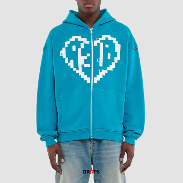 The A3b Pixel Heart Zip Up Hoodie