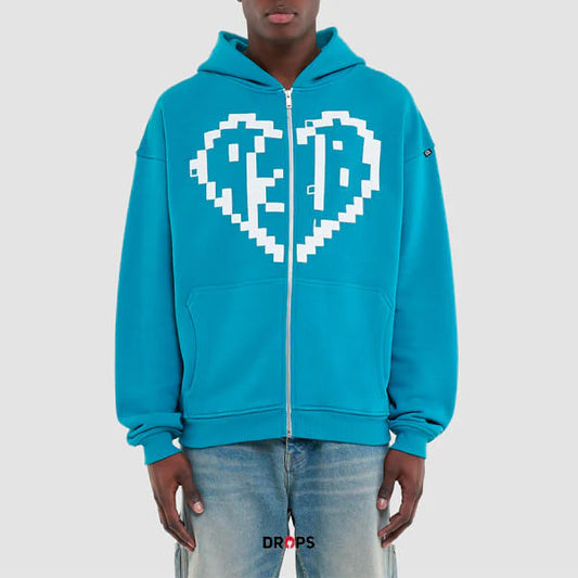 The A3b Pixel Heart Zip Up Hoodie